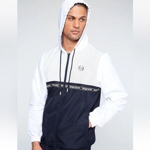 Sergio Tacchini White and Black Windbreaker Jacket. Sz M